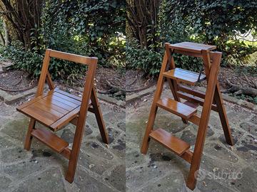 Sedia a scaletta trasformabile in legno anni 80