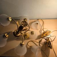 Set Lampadario + Abat-Jour Dorato Elegante