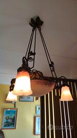 lampadario d'epoca in ferro battuto 