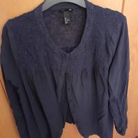 Camicia blu ricamata h&m taglia L donna