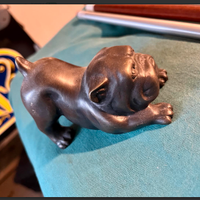 PREGIATAsculturaBULLDOGbronzoBrunitoVINTAGEanni'60
