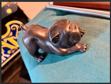 PREGIATAsculturaBULLDOGbronzoBrunitoVINTAGEanni'60