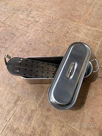 Pentola Peschiera inox, con griglia e coperchio 45