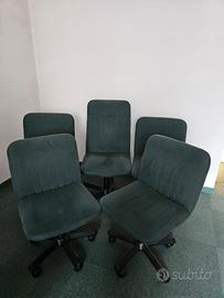 5 sedie girevoli da ufficio su ruote – tessuto ver