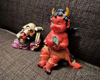 Statue The Devil & Crazy Skull Arte Horror Creepy