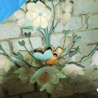 LAMPADARIO 5 LUCI IN  VETRO CON ROSE 