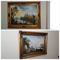 Coppia Di Paesaggi Fiamminghi Olio Su Tela 50x70cm