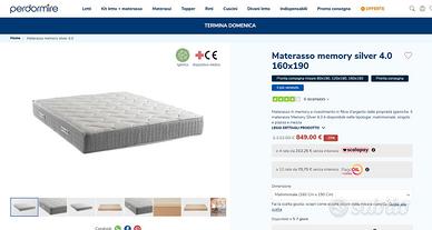 Materasso memory silver 4.0 160x190