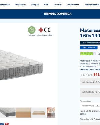 Materasso memory silver 4.0 160x190