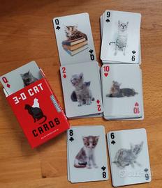 2 mazzi carte da gioco 3D con gatti