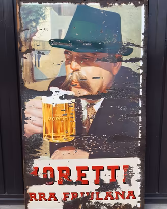 Insegna tabella smaltata birra Moretti anni '50