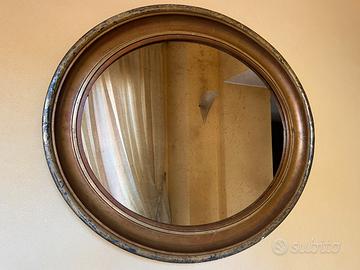 Specchio ovale vintage legno intagliato
