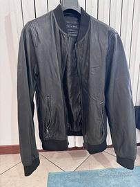 giubbino  in pelle nera zara 