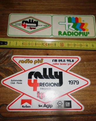 2 Adesivi Rally 4 Regioni Radio Più 1979