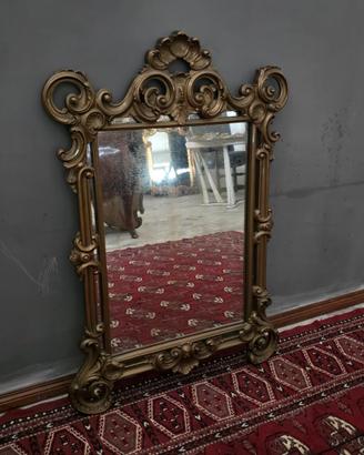Specchiera Barocca in Legno Dorato - XIX Secolo