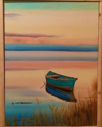 Quadro barca dipinta a olio su tela 30 x 40 cm