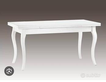 Tavolo bianco in legno allungabile con 6 sedie