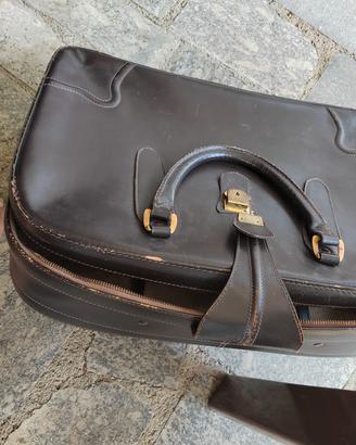 valigia vintage in vera pelle marrone