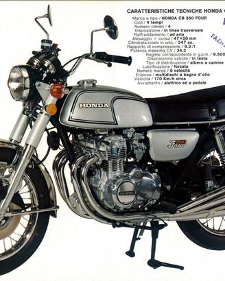 Dépliant Brochure Originale Honda 350 Four