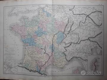 Carta geografica originale dell'Ottocento