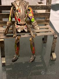 Statuetta Arlecchino Giullare in metallo Smaltato