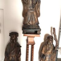rarissime grandi sculture in legno Cina fine xvii 