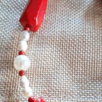 collana in perle di fiume  e corallo