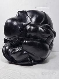 scultura vintage in legno esotico di buon auspicio