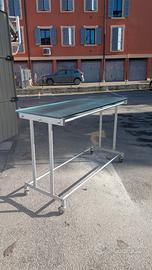 tavolo vetro 160Lx60x103h con ruote ex negozio 