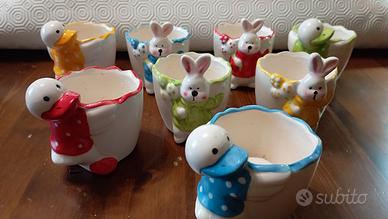 vasi piccoli con conigli o paperelle