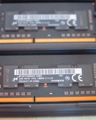 Kit 4gb RAM(2x2GB) DDR3 a 1600 MHz SODIMM Micron