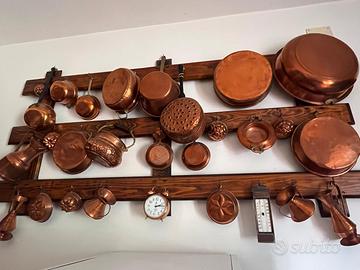  Batteria completa pentole e stampi in rame stagna