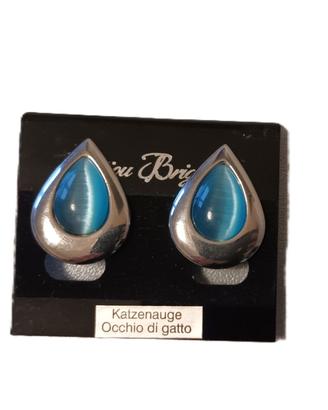 Orecchini occhio di gatto argentati / azzurro