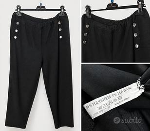 Pantalone Nero Elegante/Casual con Bottoni Dorati