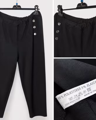 Pantalone Nero Elegante/Casual con Bottoni Dorati