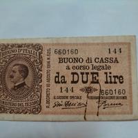 Buono di cassa Regno d'Italia Due lire 1914
