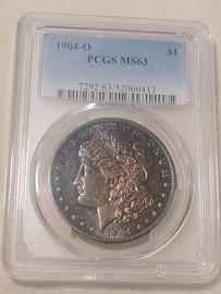 Dollaro d'argento Morgan del 1904-O certificato MS