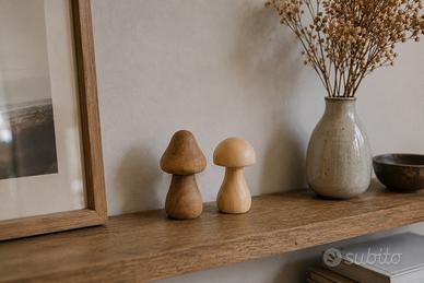 🍄 Set di 2 funghi decorativi in legno