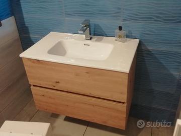 Mobile sospeso da 80 cm. e specchiera con lampada