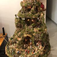 Presepe con base girevole cascata e fontane