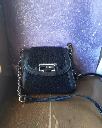 Borsa a tracolla GUESS nera vintage strass Y2K