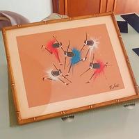 2 stampe africane anni 60 con cornice bambù