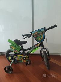 BICI NUOVA 12" DINOSAURO CON ROTELLE
