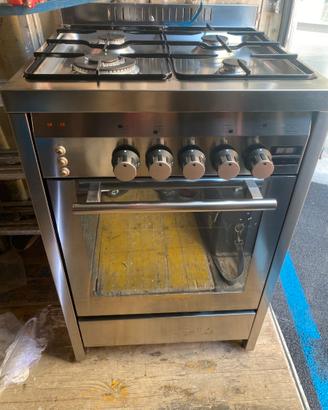 CUCINA A GAS GLEM 4 FUOCHI ACCIAIO INOX CON FORNO