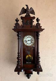 Orologio a pendolo antico fine ‘800 in legno scolp