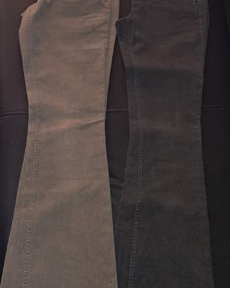 2 pantaloni di velluto/cotone donna TG. 38