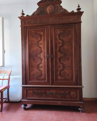 Armadio in legno e radica di arte povera
