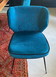 Set 4 sedie velluto blu