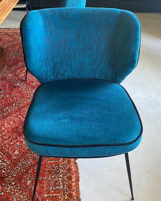 Set 4 sedie velluto blu