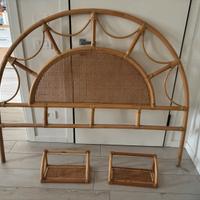 Testata letto vintage in bambù + 2 mensole